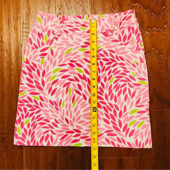 EP PRO Pink White Floral Abstract Pattern Print Button Mini Skirt 4 Pockets Slit - Picture 4 of 13